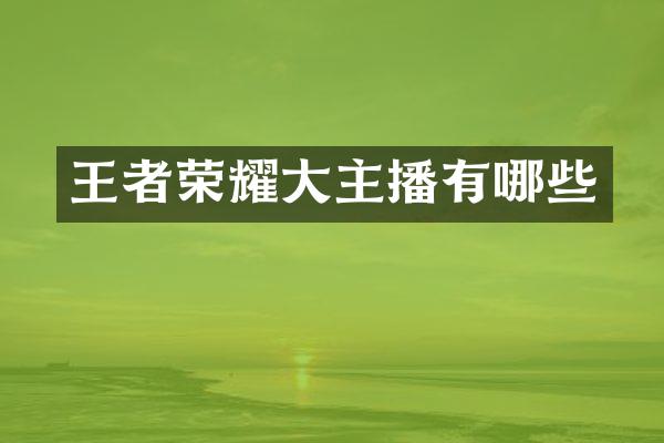 王者荣耀大主播有哪些