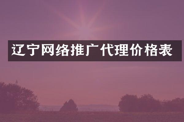 辽宁网络推广代理价格表