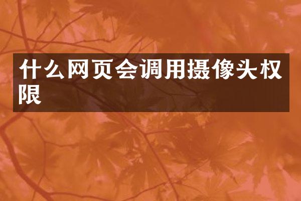 什么网页会调用摄像头权限