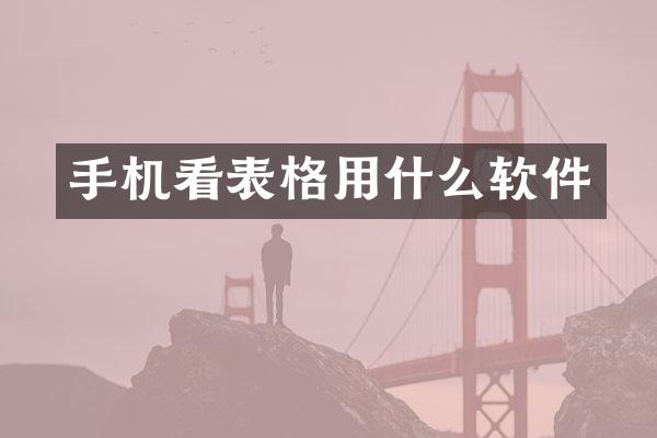 手机看表格用什么软件