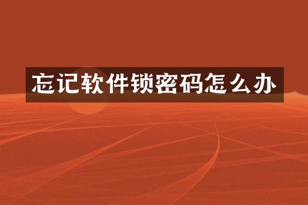 忘记软件锁密码怎么办