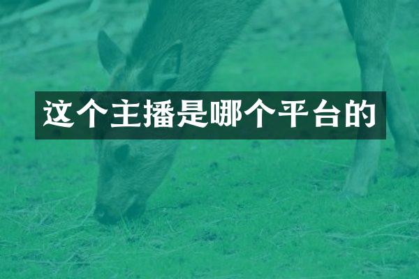 这个主播是哪个平台的
