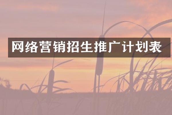网络营销招生推广计划表