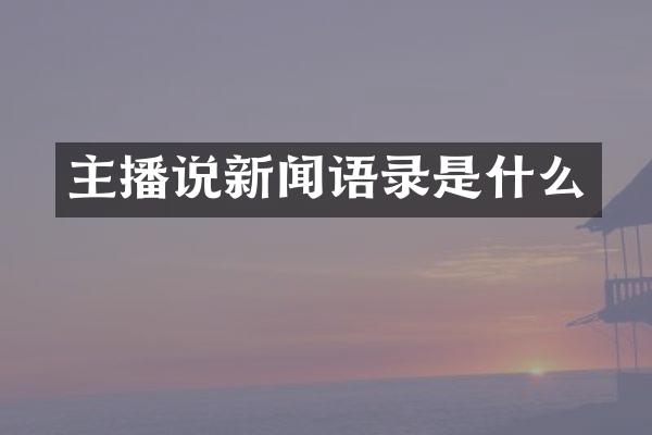 主播说新闻语录是什么