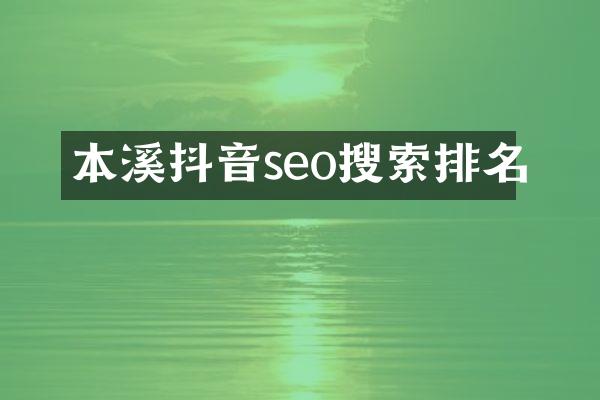 本溪抖音seo搜索排名