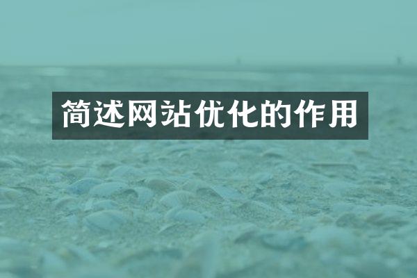 简述网站优化的作用