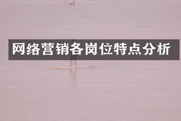 网络营销各岗位特点分析