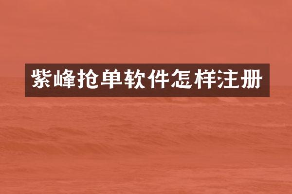 紫峰抢单软件怎样注册