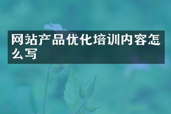 网站产品优化培训内容怎么写