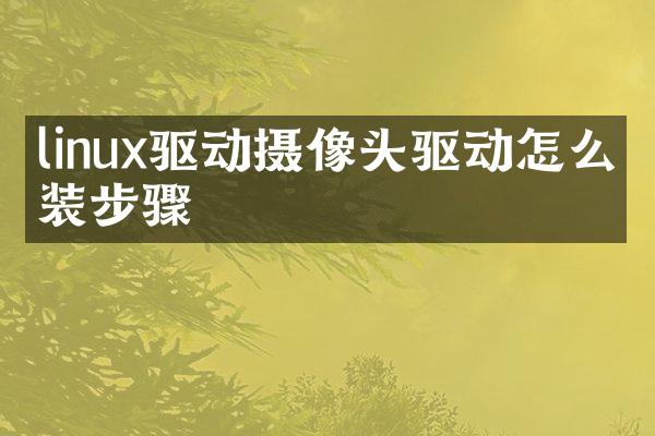 linux驱动摄像头驱动怎么安装步骤