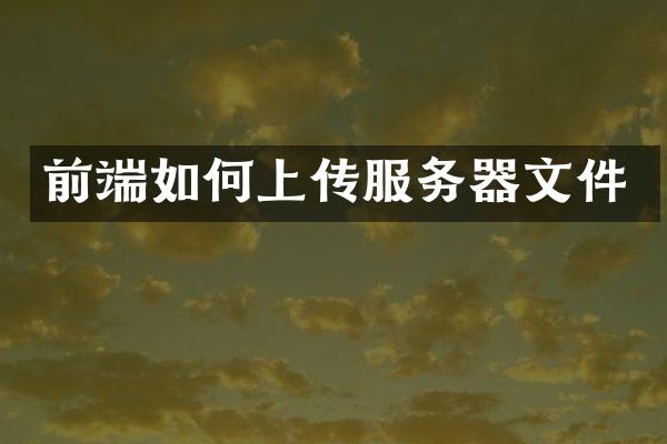 前端如何上传服务器文件