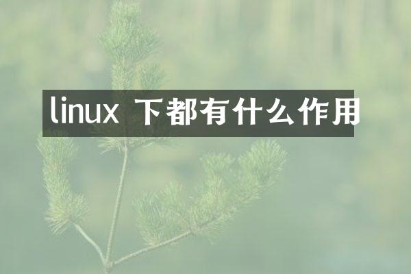 linux 下都有什么作用