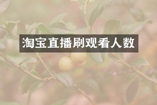 淘宝直播刷观看人数