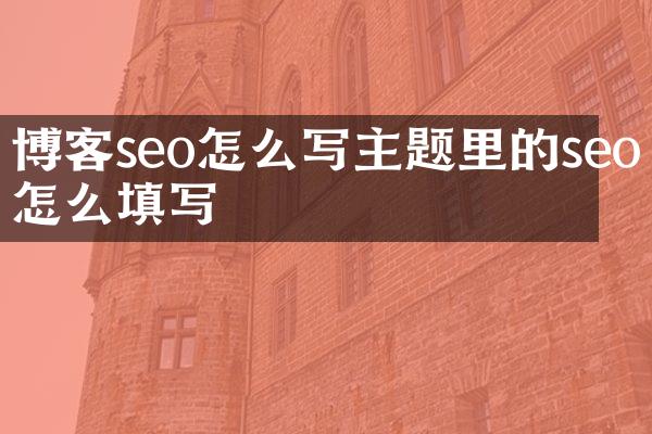 博客seo怎么写主题里的seo怎么填写