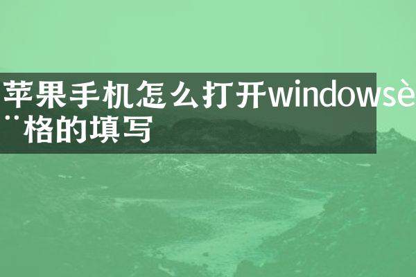 苹果手机怎么打开windows表格的填写