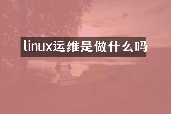 linux运维是做什么吗