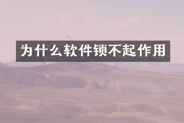 为什么软件锁不起作用