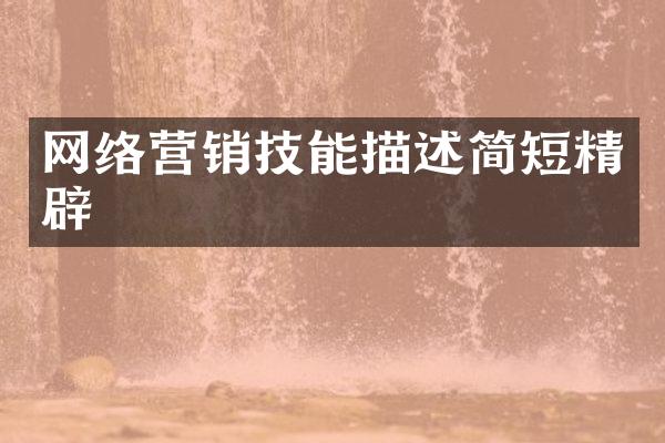网络营销技能描述简短精辟