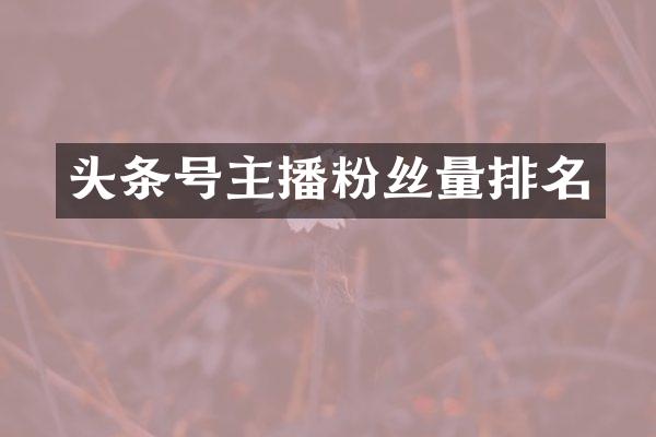 头条号主播粉丝量排名