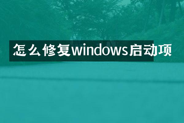 怎么修复windows启动项