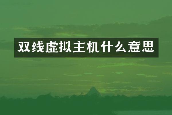 双线虚拟主机什么意思
