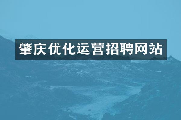 肇庆优化运营招聘网站
