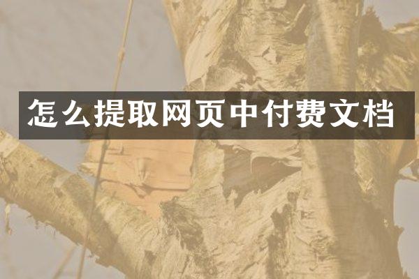怎么提取网页中付费文档