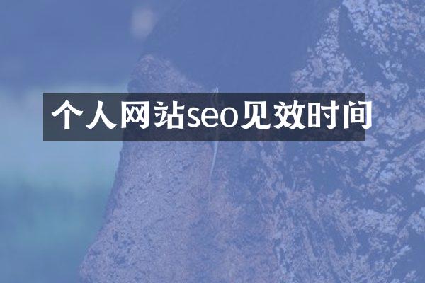 个人网站seo见效时间