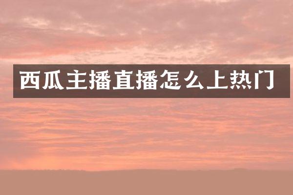 西瓜主播直播怎么上热门