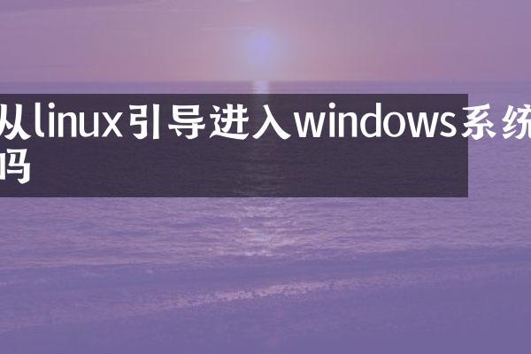 从linux引导进入windows系统吗