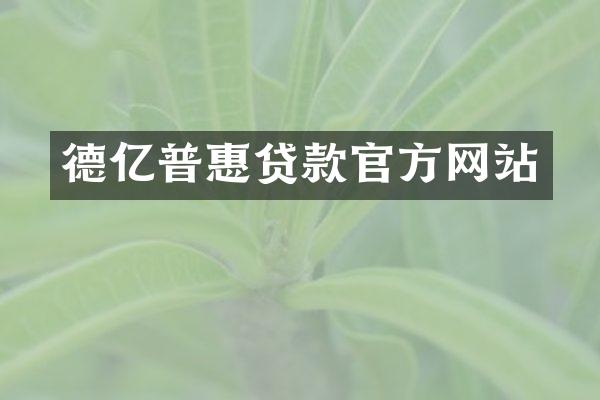 德亿普惠贷款官方网站