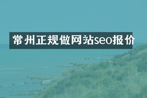常州正规做网站seo报价