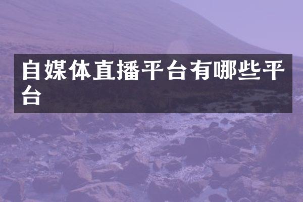 自媒体直播平台有哪些平台