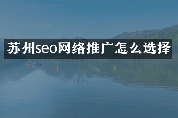 苏州seo网络推广怎么选择