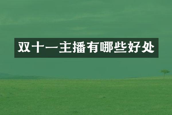 双十一主播有哪些好处