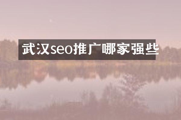 武汉seo推广哪家强些