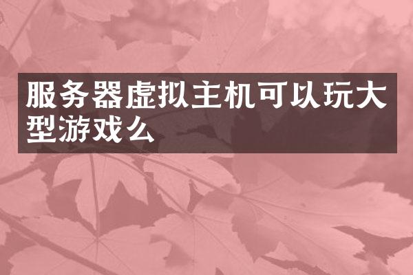 服务器虚拟主机可以玩大型游戏么