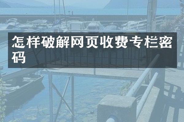 怎样破解网页收费专栏密码