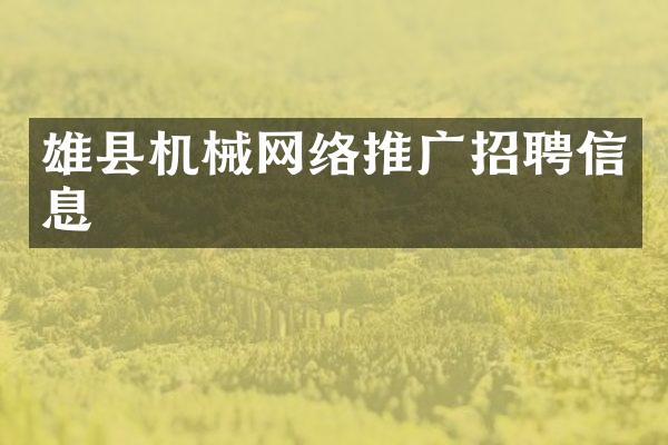 雄县机械网络推广招聘信息