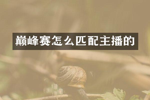 巅峰赛怎么匹配主播的