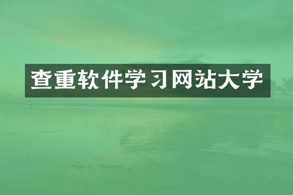 查重软件学习网站大学