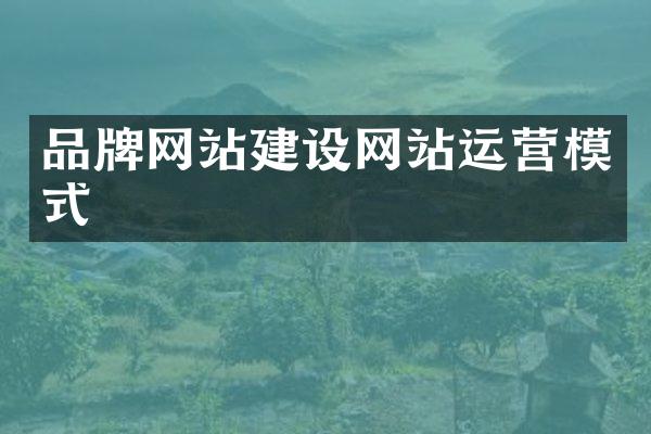 品牌网站建设网站运营模式