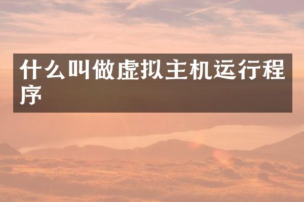 什么叫做虚拟主机运行程序
