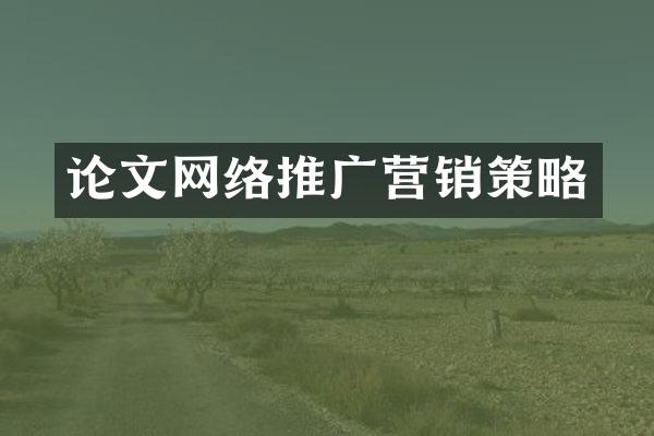 论文网络推广营销策略