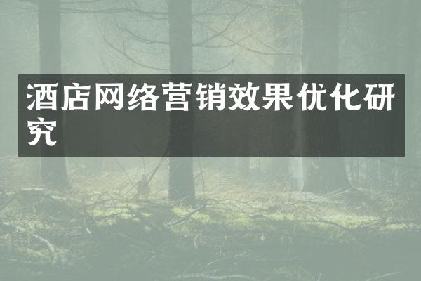 酒店网络营销效果优化研究
