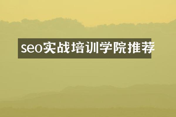 seo实战培训学院推荐