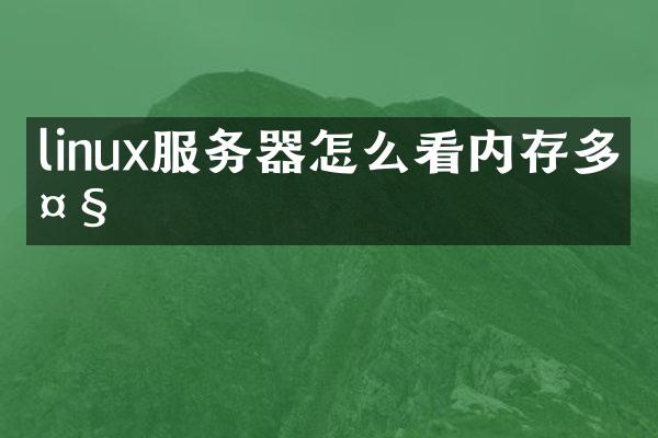 linux服务器怎么看内存多大
