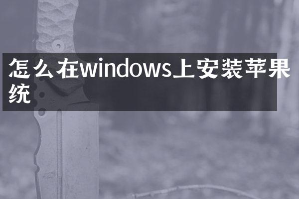 怎么在windows上安装苹果系统