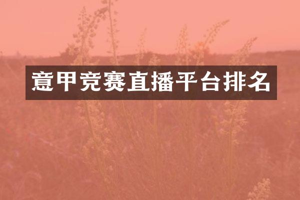 意甲竞赛直播平台排名