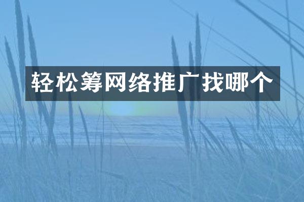 轻松筹网络推广找哪个